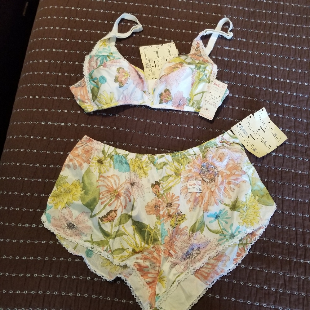 1960s Vintage Lingerie Vanity Fair Butterfly Bra and Panties lingerie set S